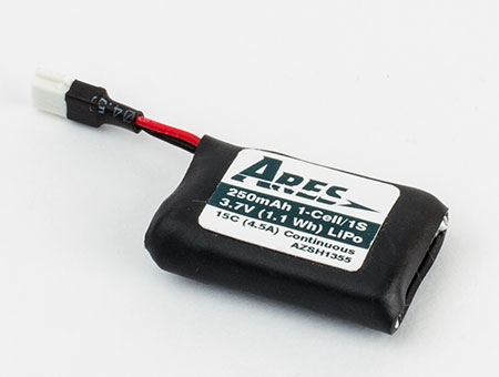 AZSH1355 250mAH 1-Cell/1S 3.7V 15C LiPo Battery, Micro A Connector: Chronos CX 100