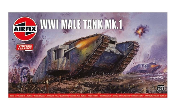 Airfix 1:76 Scale Plastic Kit WWI Mk.I Male Tank (Vintage) - A01315V