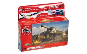 Airfix 1:72 Scale Plastic Kit Sherman Firefly Starter Set - A55003