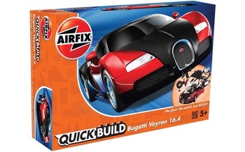 Airfix Quick Build Plastic Kit Bugatti Veyron Black & Red - J6020