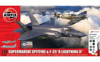 Airfix 1:72 Scale Plastic Kit Supermarine Spitfire Mk.Vc & F-35B Lightning II 'Then and Now' Gift Set - A50190