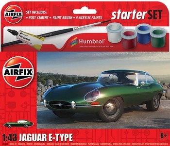 Airfix 1:43 Scale Plastic Kit Jaguar E-Type Small Starter Set - A55009