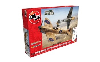 Airfix 1:48 Scale Plastic Kit Supermarine Spitfire MkVb & Messerschmitt Bf109E Dogfight Doubles Gift Set - A50160