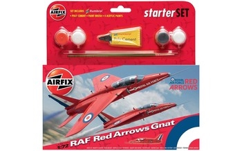 Airfix 1:72 Scale Plastic Kit RAF Red Arrows Gnat Small Starter Set - A55105