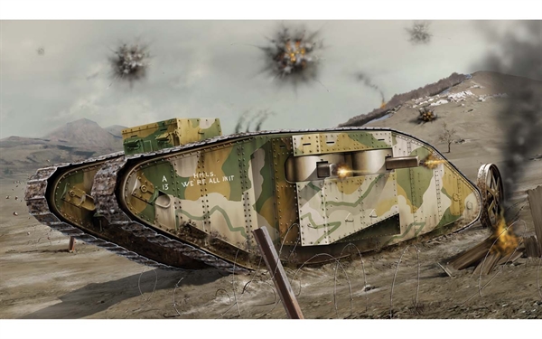 Airfix 1:76 Scale Plastic Kit WWI Female Tank (Vintage) - A02337V