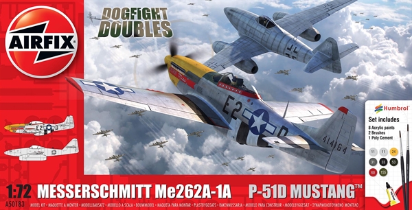 Airfix 1:72 Scale Plastic Kit Dogfight Doubles Messerschmitt Me262 & P-51D Mustang Gift Set - A50183