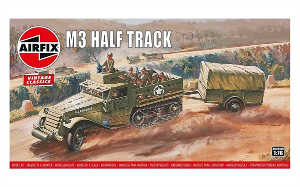 Airfix 1:76 Scale Plastic Kit M3 Half Track Military Vehicle (Vintage) - A02318V