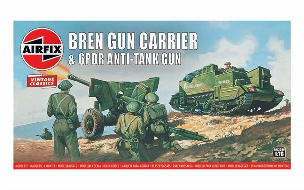 Airfix 1:76 Scale Plastic Kit Bren Gun Carrier And 6PDR Anti-Tank Gun (Vintage) - A01309V
