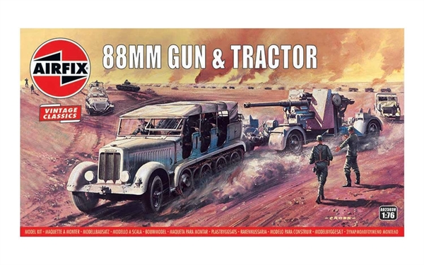 Airfix 1:76 Scale Plastic Kit 88mm Gun and SD Kfz7 Tractor (Vintage) - A02303V