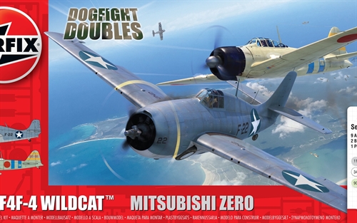 Airfix 172 Scale Plastic Kit Dogfight Doubles F4F-4 Wildcat vs Mitsubishi Zero Gift Set - A50184
