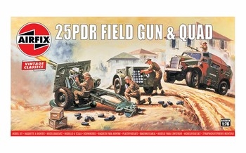 Airfix 176 Scale Plastic Kit 25PDR Field Gun amp Quad Vintage - A01305V