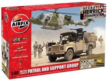 Airfix 148 Scale Plastic Kit British Forces Patrol amp Helicopter Support Group Gift Set - A50123