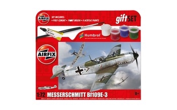 Airfix 172 Scale Plastic Kit Messerschmitt Bf109E-3 Hanging Starter Gift Set - A55106A