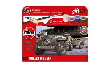Airfix 172 Scale Plastic Kit Willys MB Jeep Hanging Starter Gift Set - A55117A