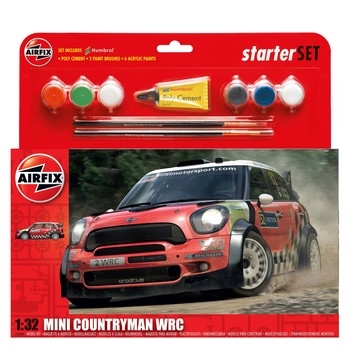 Airfix 132 Scale Plastic Kit MINI Countryman WRC Starter Set - A55304