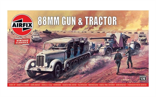 Airfix 176 Scale Plastic Kit 88mm Gun and SD Kfz7 Tractor Vintage - A02303V