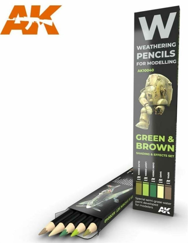 Green amp; Brown Weathering Pencils Shading amp; Effects Set