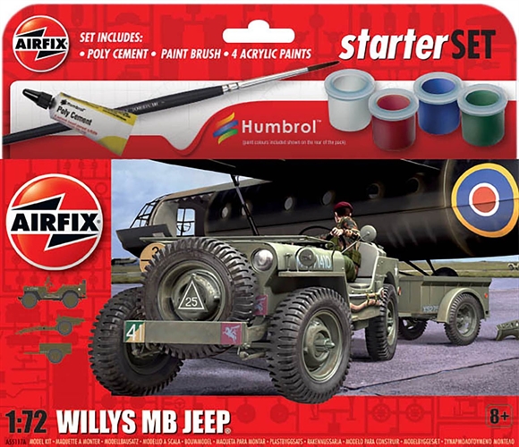 AIRFIX Airfix 172 Scale Plastic Kit Willy's MB Jeep Hanging Starter
