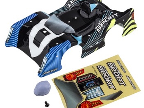 TEAM ASSOCIATED NANO SPORT BLUE/BLACK BODYSHELL W/DECALS