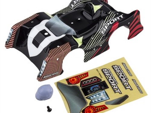 TEAM ASSOCIATED NANO SPORT RED/BLACK BODYSHELL W/DECALS