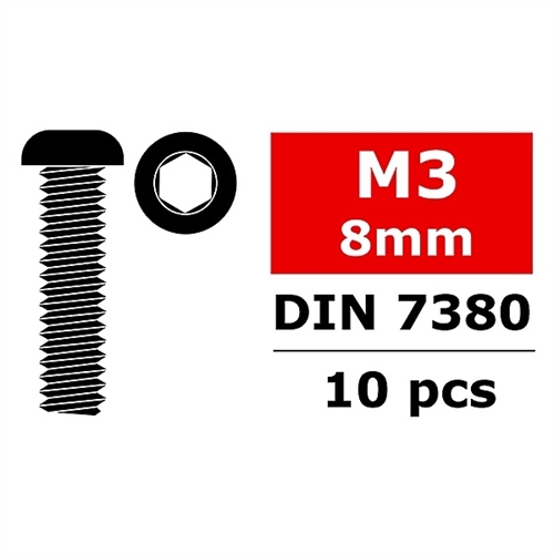 CORALLY STEEL SCREWS M3 X 8MM HEX BUTTON HEAD 10 PCS