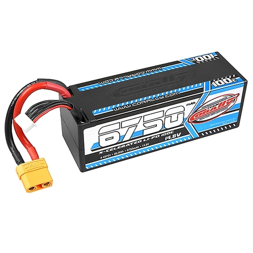 CORALLY XCELERATED 100C LIPO BATTERY 6750 MAH 148V STICK 4S HARDWIRE XT90