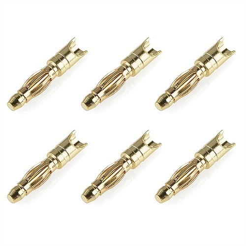 CORALLY BULLIT CONNECTOR 2.0MM MALE SPRING TYPE GOLD PLATED WIRE STAIGHT 6PCS