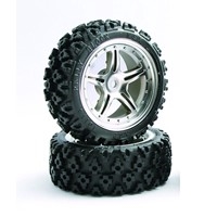 FASTRAX 1/10TH TOURING WHEEL/ RALLY BLOCK 5-SPOKE CHROME (4)