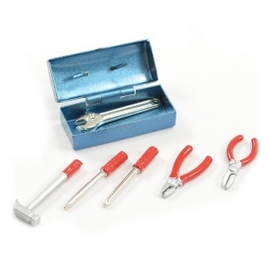FASTRAX SCALE PAINTED TOOL BOX & 6 TOOLS
