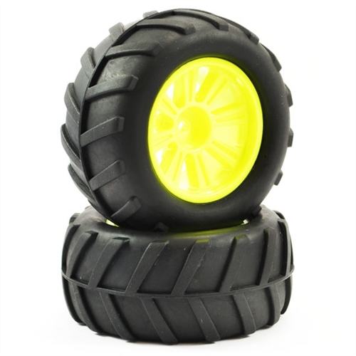 FTX COMET MONSTER REAR MOUNTED TYRE & WHEEL YELLOW
