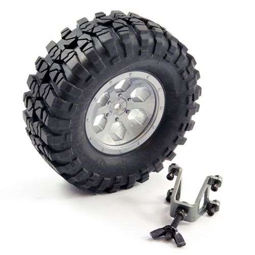 FTX OUTBACK SPARE TYRE MOUNT & TYRE/WHEEL (GREY)
