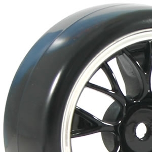 FASTRAX 1/10 STREET/DRIFT YSP SCALE BLACK/CHROME WHEEL & V2 TYRE