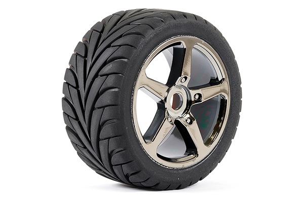 FASTRAX 1:8 TRUGGY EAGLE MTD 5-SPOKE BK CHROME 0 OFFSET(PR)