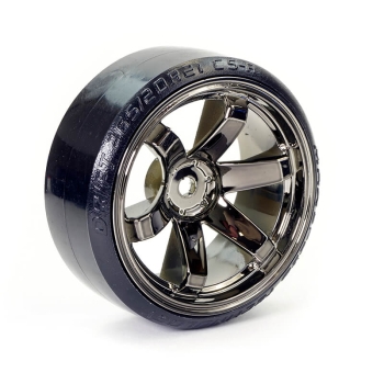 FASTRAX 1/10 STREET/DRIFT TYRE 6-SPOKE WHEEL (6MM OFFSET)