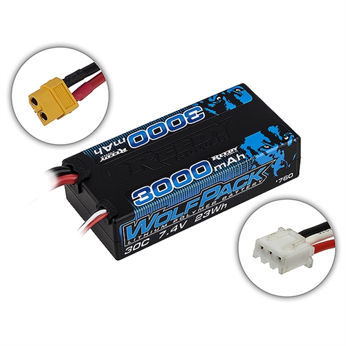 REEDY WOLFPACK LIPO 3000MAH 30C 7.4V SHORTY W/XT60 PLUG