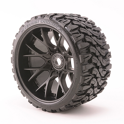 SWEEP TERRAIN CRUSHER BELTED T YRE BLACK 17MM WHEELS 1/2 OFFS