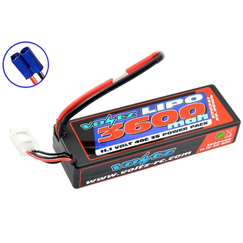 VOLTZ 3600mah HARD CASE 11.1V 40C LIPO STICK-LOW PRO 2S size