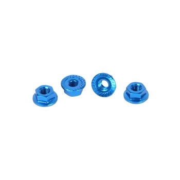 CORE RC - Serrated Alloy M4 Nuts; Blue pk 4