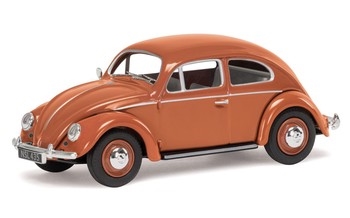 Corgi Vanguards 1:43 Diecast Volkswagen Beetle Oval Rear Window Saloon (Coral) - VA01207
