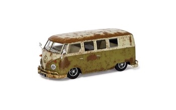 Corgi 143 Diecast Volkswagen Campervan Type 2 1500 Rat Look Mango Green and Seagull Grey - VA14501