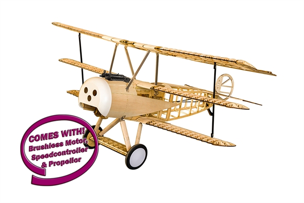 DW Hobby Fokker DR1 1.54M Balsa Kit - INC 3520 650KV Motor, ESC & Prop