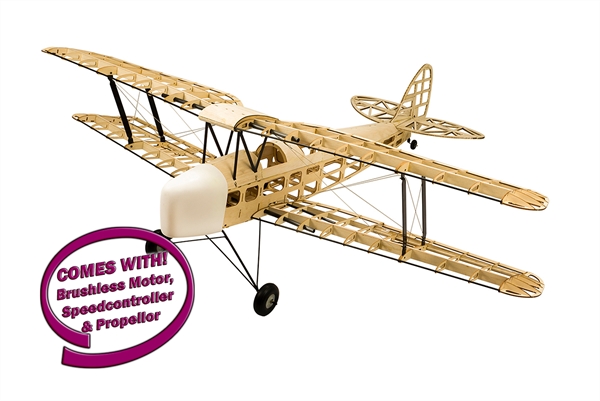 DW Hobby Tiger Moth 1.4M Balsa Kit - INC 3250 650KV Motor, 60A ESC & Prop