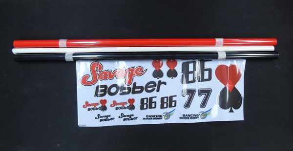 Covering Film Pack - 1m Savage Bobber (2m Red & Black, 0.5m White)