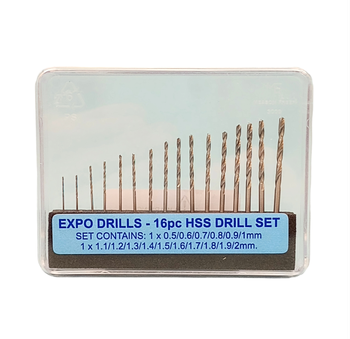 16pc Drill Set 0.5mm-2mm