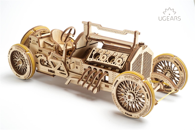 UGears U9 Grand Prix Car Wooden Mechanical Model Kit