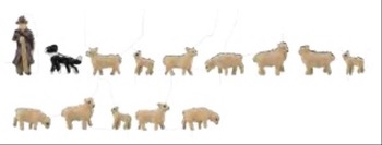 Shepherd, Sheepdog and Sheep Figure Set (N)