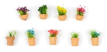 Flowers In Pots Set 2 (Pack of 9)