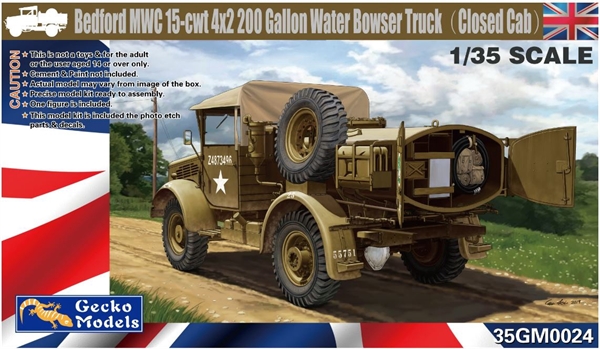 Bedford MWC 15cwt 4x2 200 Gallon Water Bowser Truck (Closed Cab) 1/35 Plastic Model Kit
