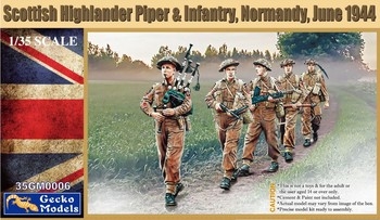 WWII Scottish Highlander Piper & Infantry, Normandy, June 1944 1/35