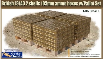 British L31A3 2 Shells 105mm Ammo Boxes on Pallets 1/35 Plastic Model Kit